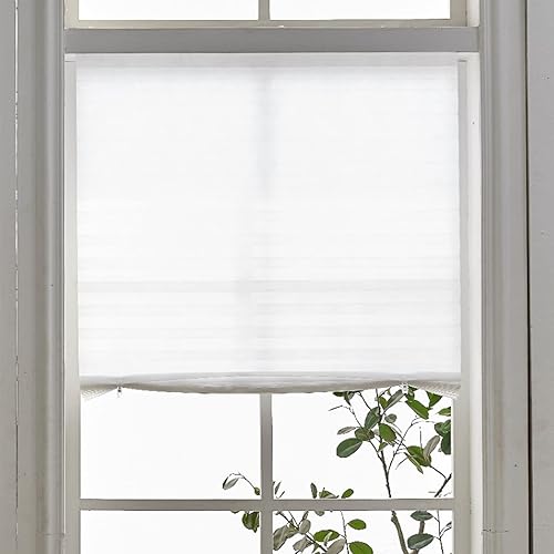 Paquete de 2 persianas de tela plisada, persianas opacas temporales para ventanas, cortinas plisadas filtrantes de luz, cortinas autoadhesivas no