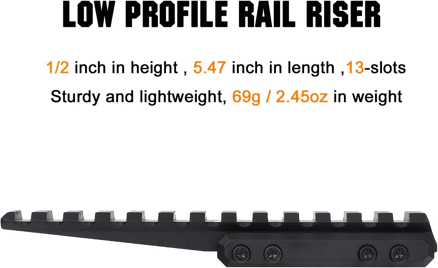 ohhunt Optic Riser 1/2 inch Height Picatinny Riser Low Profile Rail Riser 5.47 inch Length Red Dot Riser Mount Black
