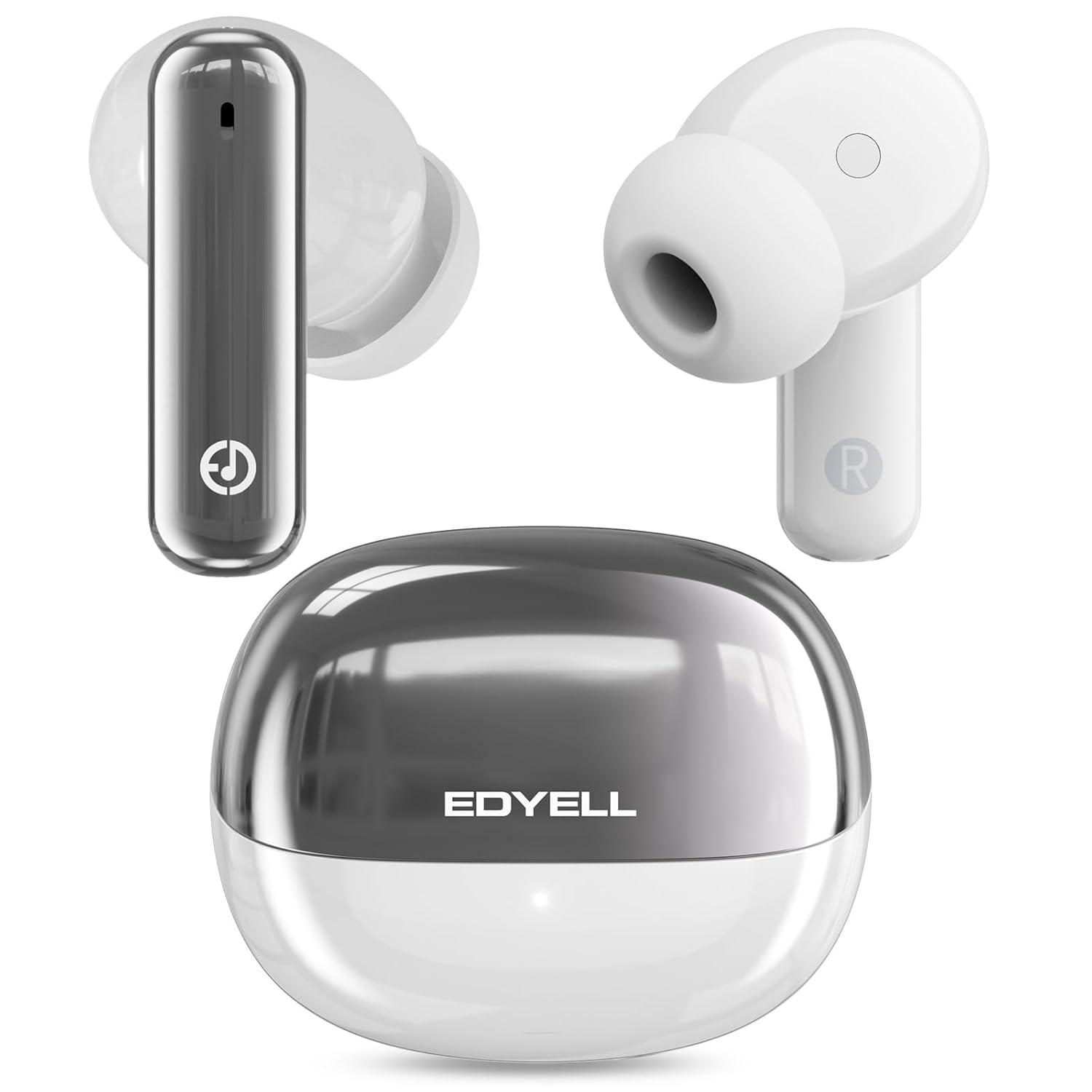 EDYELL in-Ear Earbuds ANC Up to 35dB, Wireless TWS Ear Buds with 4 Mic, 100Hrs Playtime,13mm DLC Drivers, Bluetooth 5.3, Smart Touch Control, Type-C Earphone Charging, A1(Pure White)