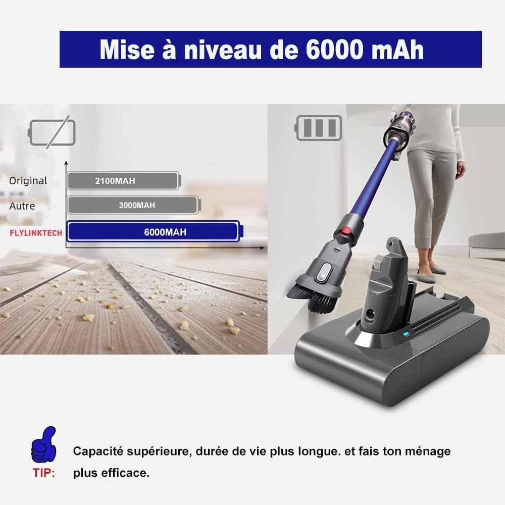 Batterie de Remplacement Dyson V8 SV10 6000mAh Li-ion pour Aspirateur sans fil avec Filtres