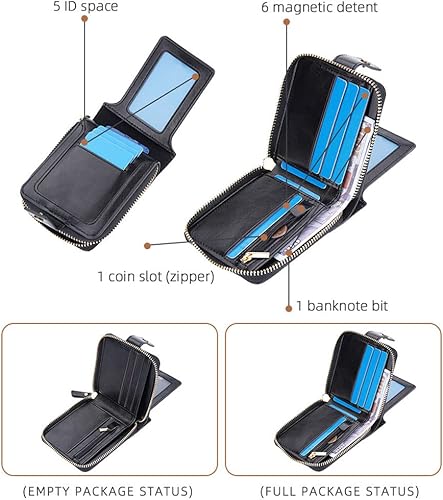 Miniatura 5 de SUMGOGO Bifold Wallet para hombre con cremallera pequeño billeteras cortas con bloqueo de RFID tarjetero para monedas monedero bolsillo de cuero