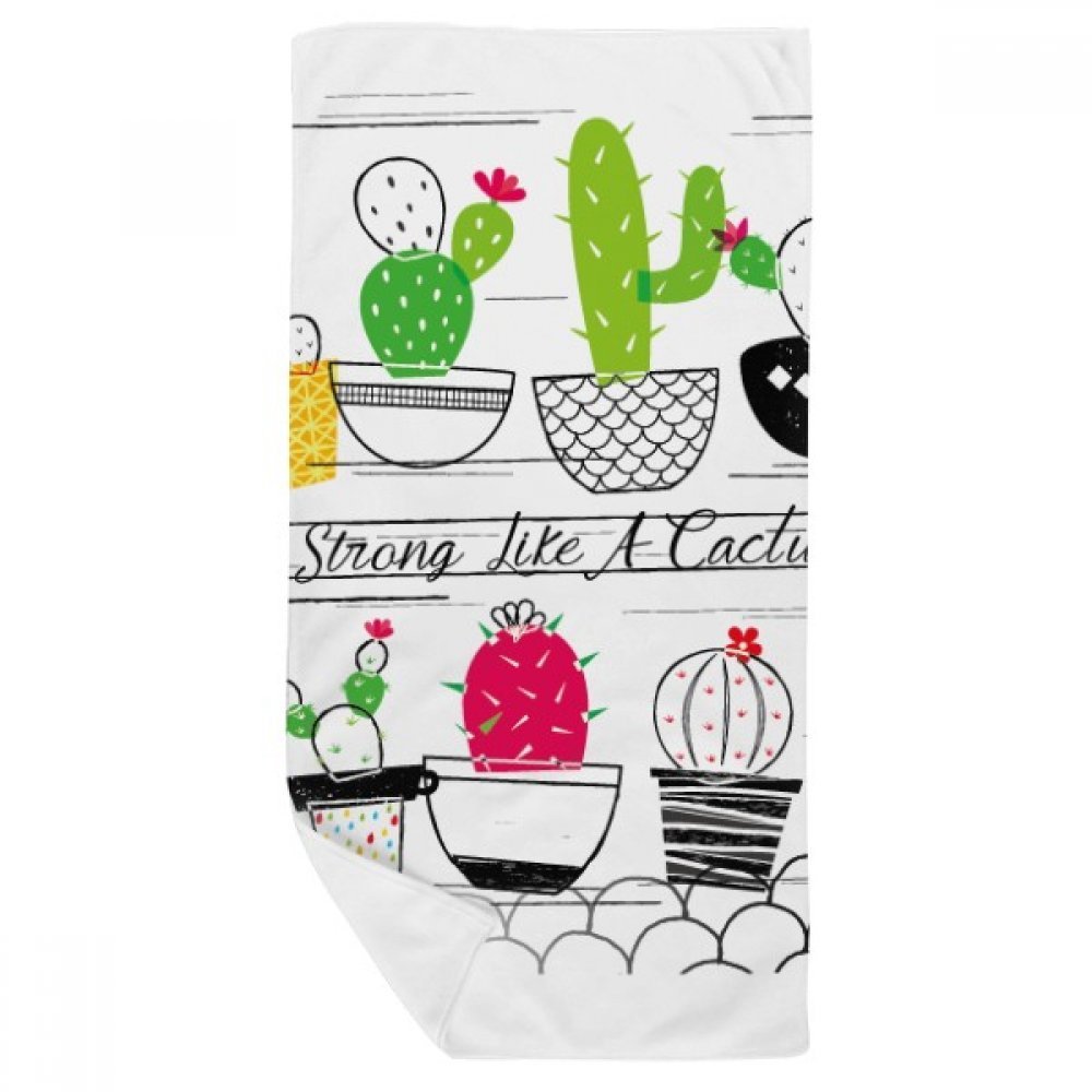 Serviette de bain cactus 35x70cm en tissu doux multicolore plantes grasses