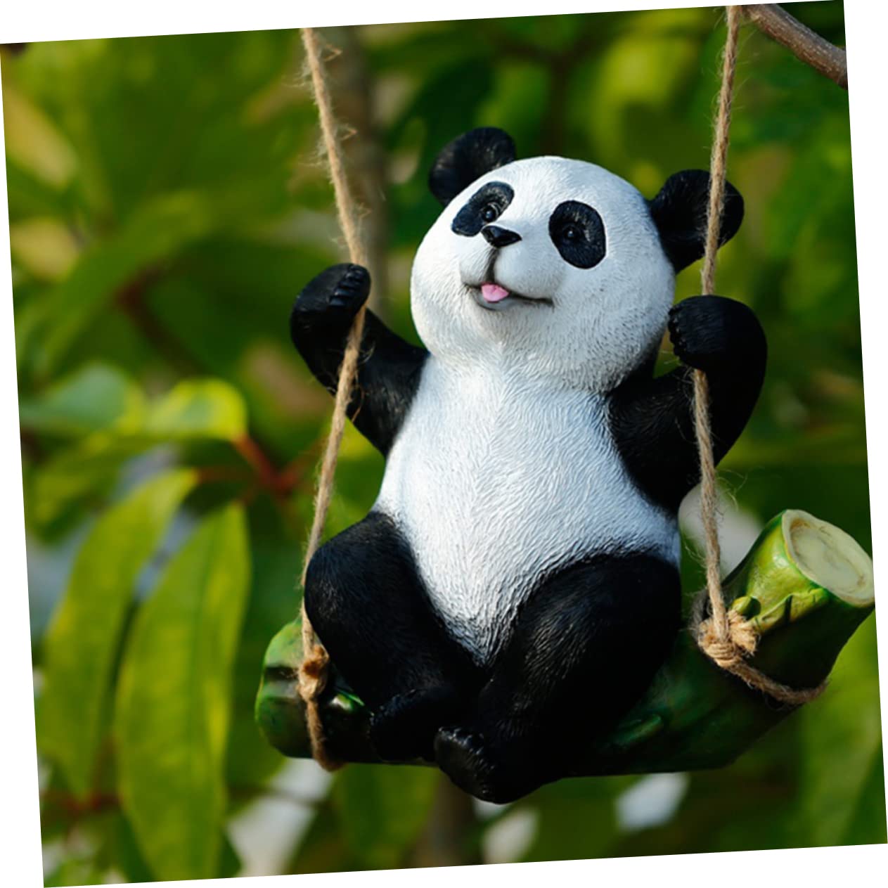 Toddmomy Estatua de Resina para Jardín Estatua de Animal Panda Columpio Decoración Resistente a La Intemperie para Patio