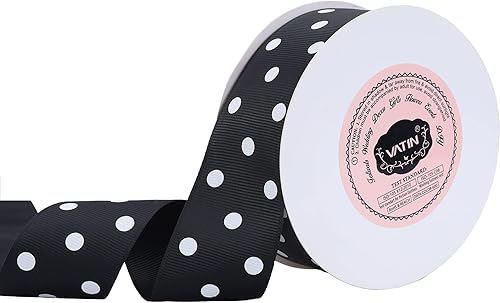 Miniatura 5 de VATIN Cinta de grogrén de lunares para manualidades, carrete de 1-1/2 pulgadas de ancho por 10 yardas, color verde manzana con puntos blancos, uso