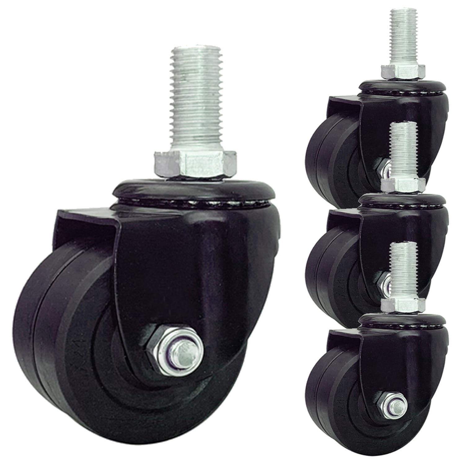 Ruedas de Vástago de 75 Mm con Vástago Roscado M16, Ruedas Industriales de Nylon de Alta Resistencia, Ruedas Giratorias para Muebles/Banco de Trabajo Sin Freno, Capacidad de Carga 750 KG, Ju