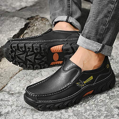 Image of COSIDRAM Men Walking Leather Shoes Sneakers Luxury Casual Slip On Loafers | Durable genuine leather upper, rugged non-slip outsole, suitable for outdoor hiking and daily casual commuting