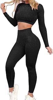 CFR Women Workout Sets 2 Pieces Seamless Tank Crop Tops Leggings Exercise Outfits Tracksuit