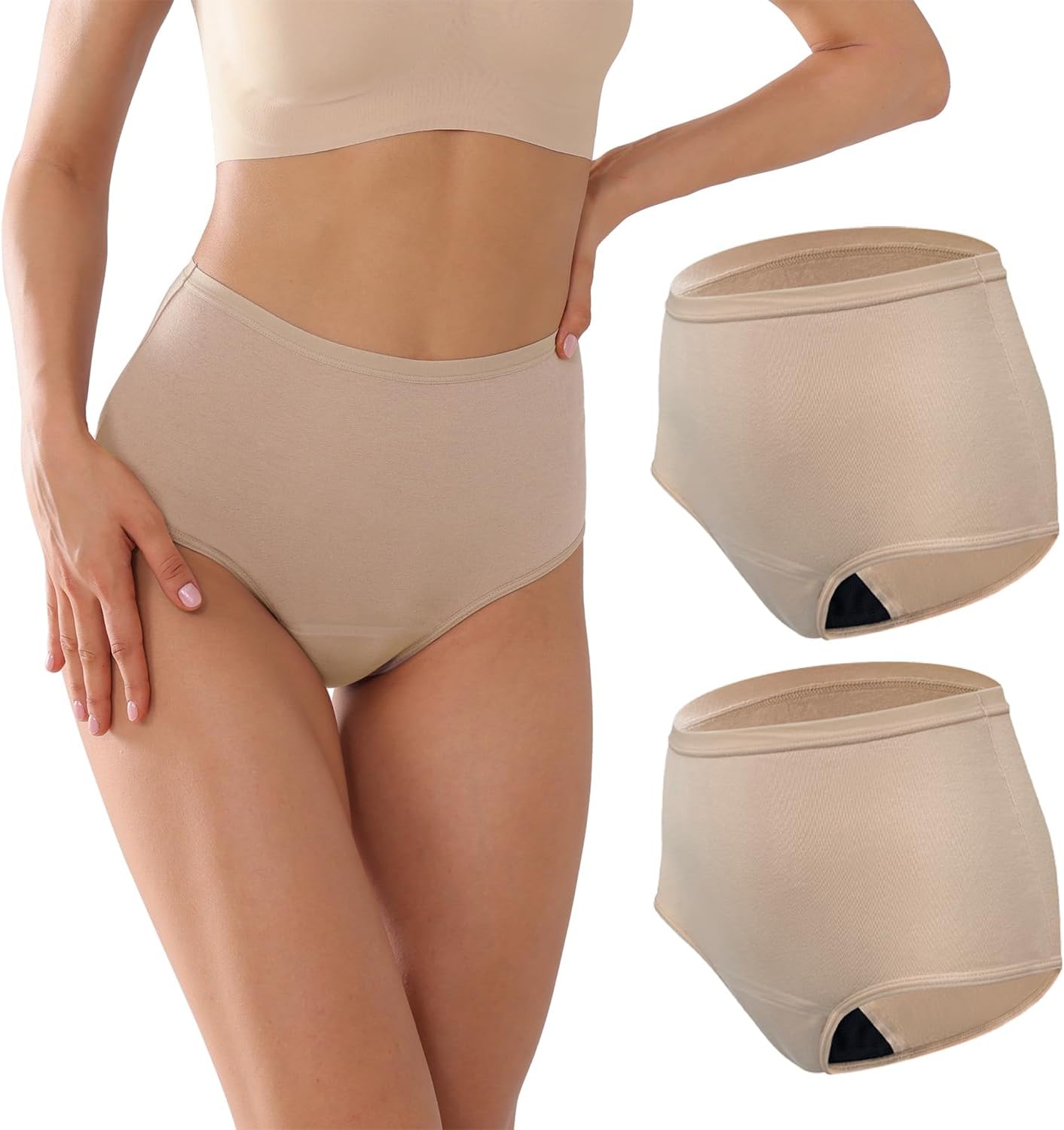 Washable High Rise Urinary Incontinence Underwear for Women Leak Proof Postpartum Protection Panties 2 Pack