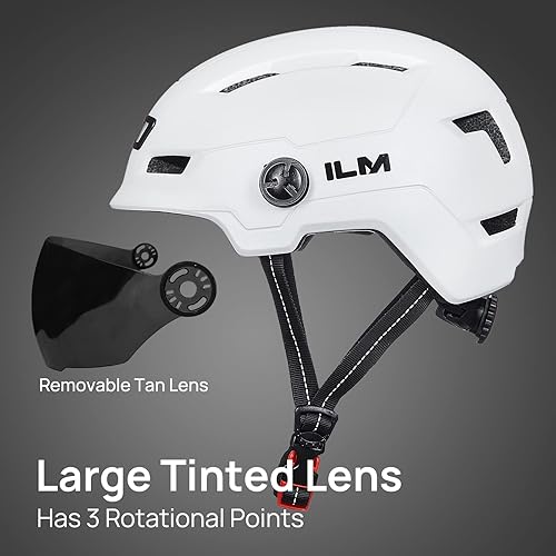 Miniatura 12 de ILM Casco de bicicleta para adultos con luz LED recargable por USB, luz delantera y trasera, cascos de bicicleta de montaña y carretera, para Mate