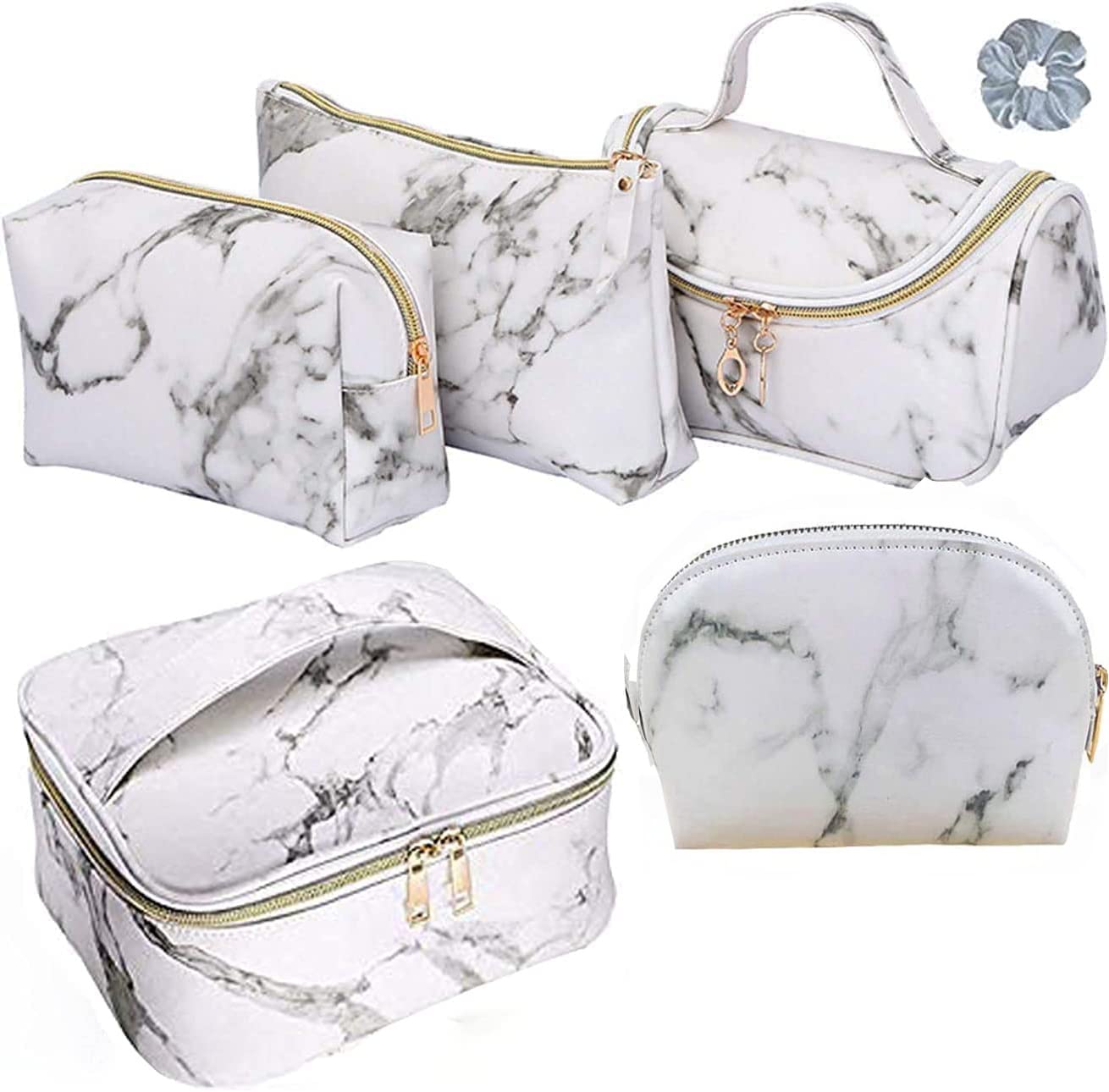 Juego de 4 Bolsas de Maquillaje de mármol, Bolsa de Viaje, Bolsa de Almacenamiento Impermeable portátil para Mujeres y niñas