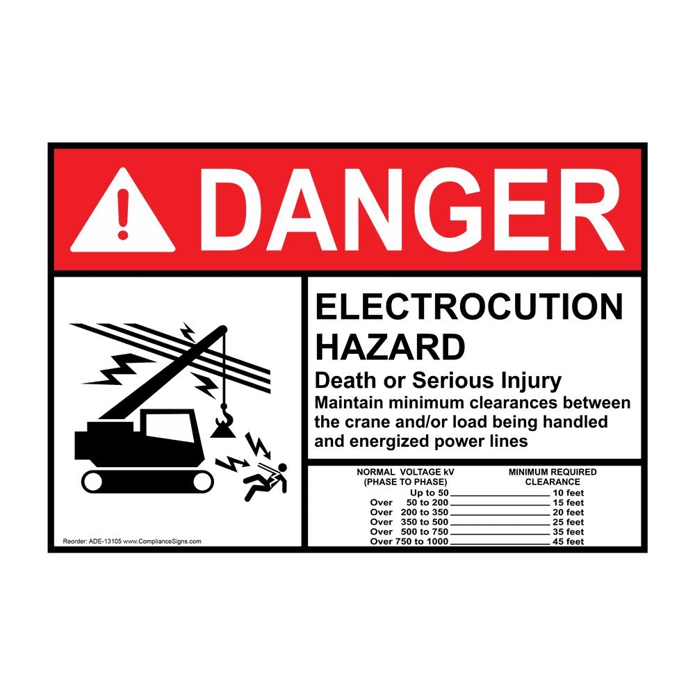 Danger Electrocution Hazard Crane ANSI Safety Label