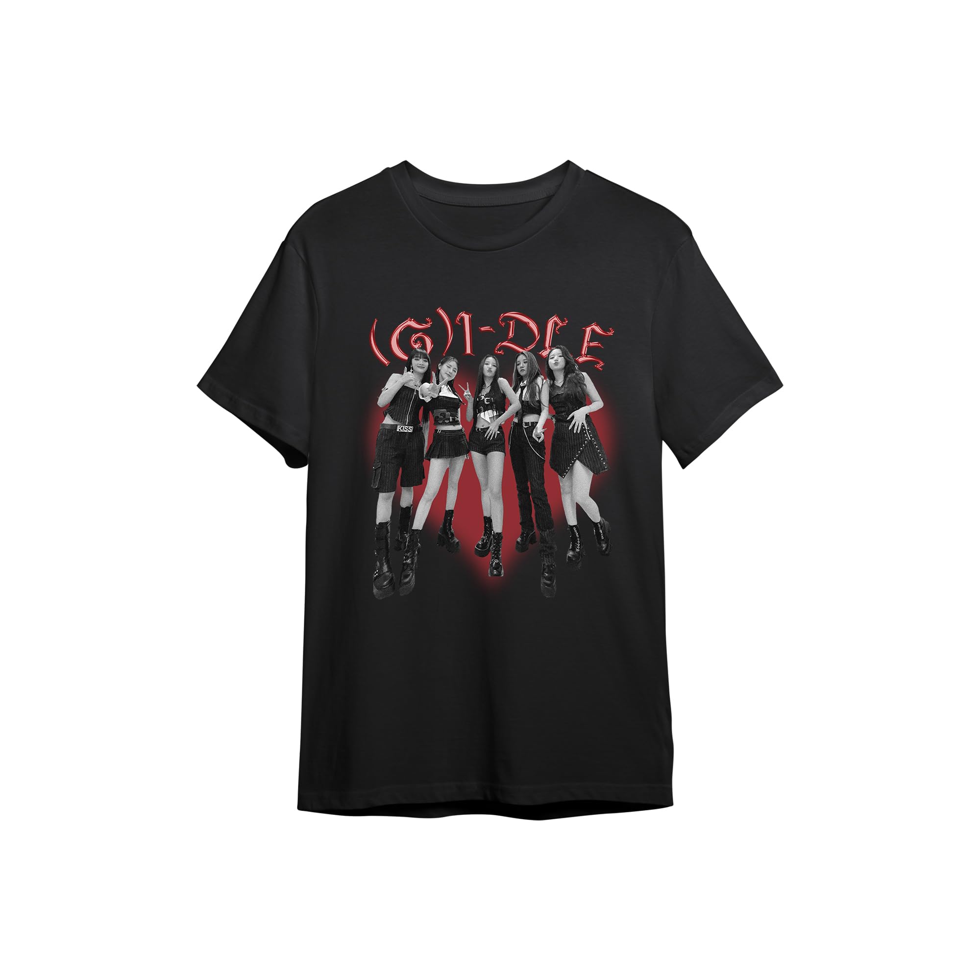 (G) I-DLE Group Merch Regular Fit Black T-Shirt for Men, Women