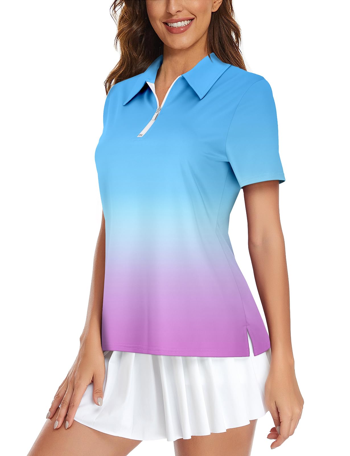 Viracy Womens Golf Shirt UPF50+ Sun Protection Short Sleeve 1/4 Zip Up Polo Workout Tops Fast Dry Fit Moisture Wicking