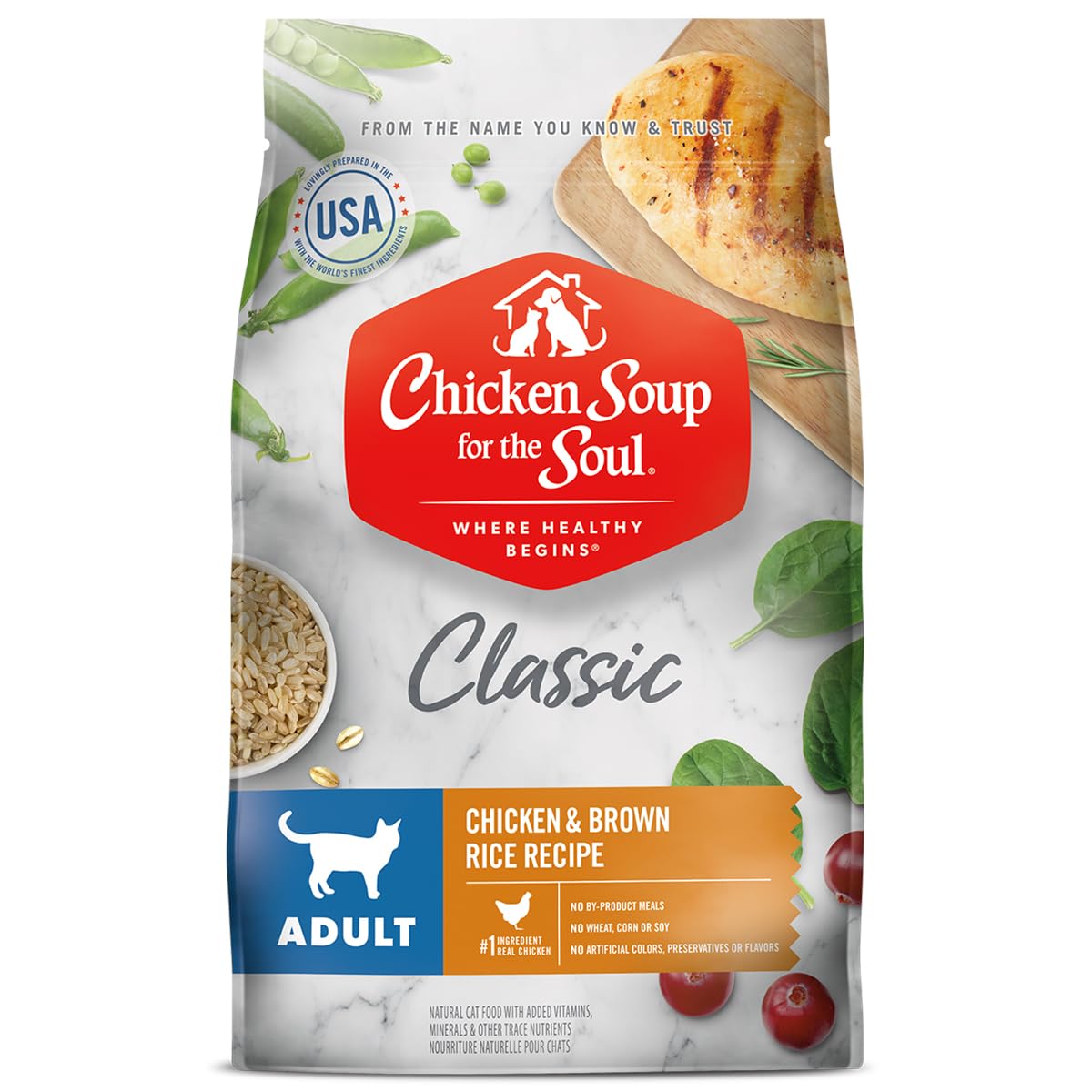Chicken Soup for the Soul All Natural Premium Adult Dry Cat Food, Real Meat First Ingredient, No By-Products, Supports Heart, Gut & Immune Health,