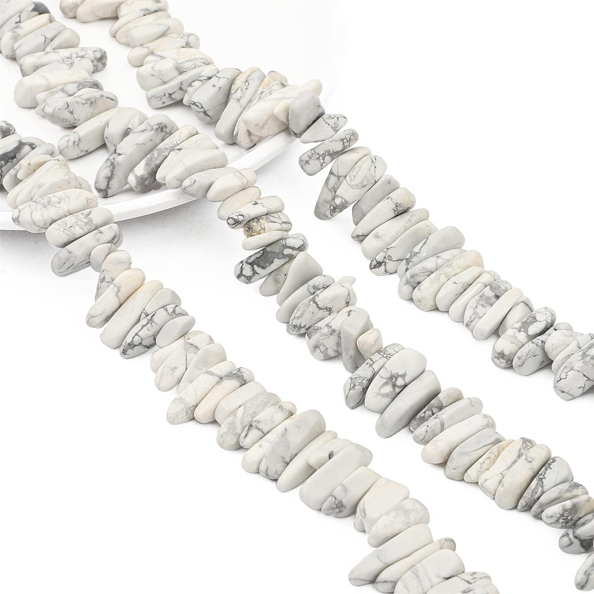 BEADIA Natural White Howlite Irregular Teardrop Stone Beads 0.4"-1.2" Loose Semi Gemstone Beads for Jewelry Making 15 Inch/Strand 0.4"-1.2" White Howlite