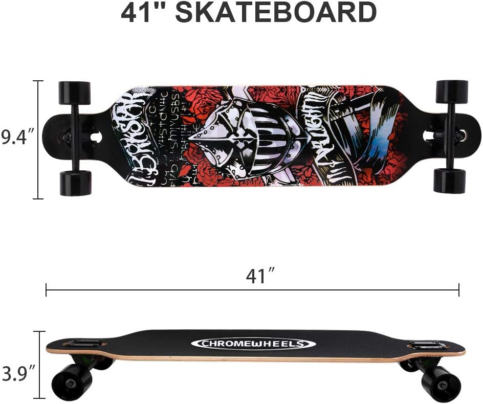 ChromeWheels 41 inch Longboard Drop Through Deck Skateboard Complete Cruiser