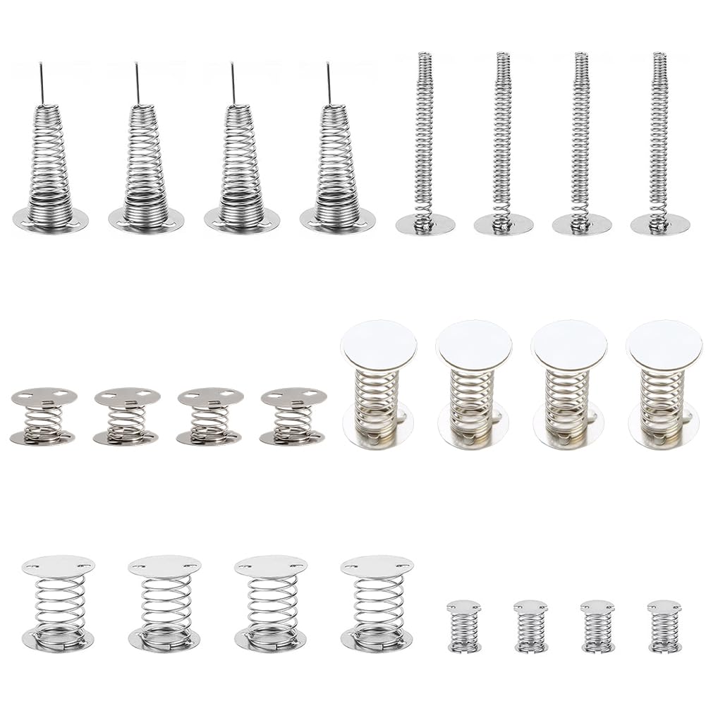 CHGCRAFT 24Pcs 6 Sizes Spiral Wobbles Spring Head Doll Spring Base Self Adhesive Plaything Spring Base for DIY Shaking Head Doll Head Doll, 15~56x1~25mm, Stainless Steel Color