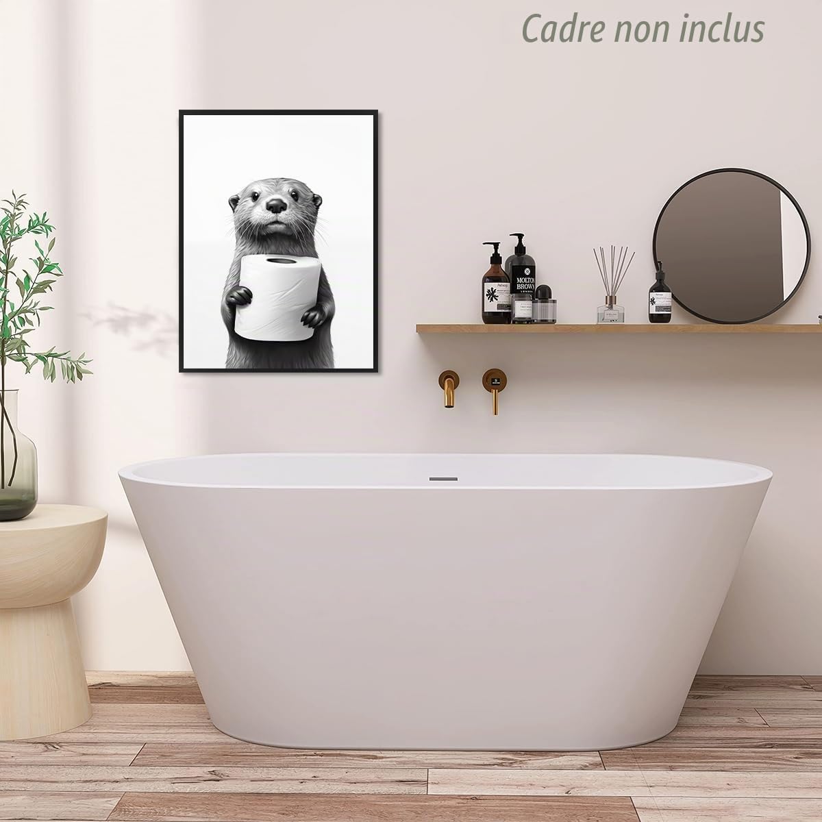 Dazzlewall Affiche Décorative Salle de Bain Loutre Noir et Blanc 30x40 cm