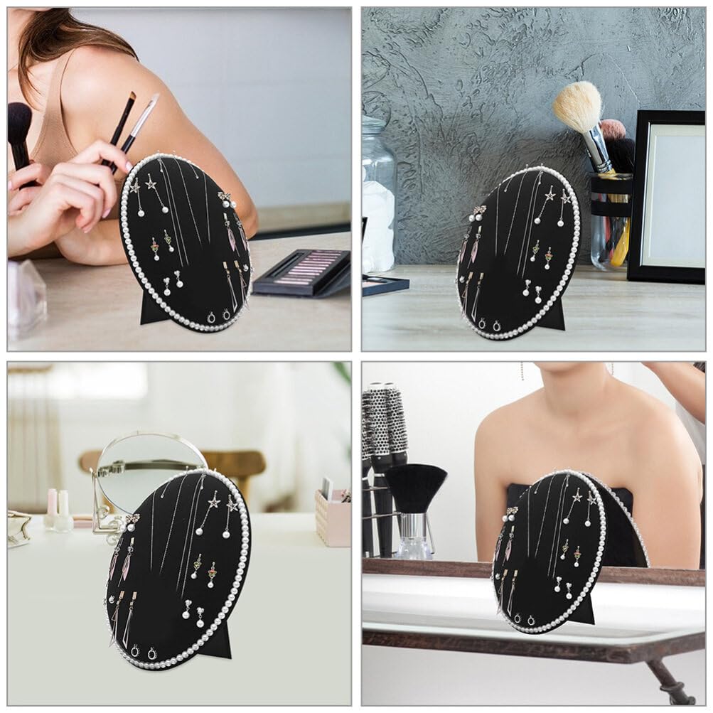 Présentoir Mural Ovale pour Boucles D'oreilles, Support de Rangement Noir