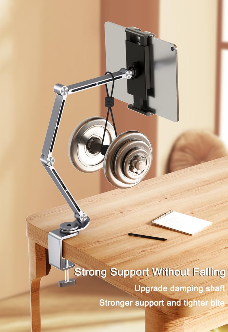 Drehbarer Ständer, Tablet-Halterung, Multi-Winkel-Design, Handy-Clip, Schwenkhalterung, Desktop-Aluminiumlegierung, freitragender Bett, Schreibtisch, Zuhause, Live, faltbare Halterung, kompatibel mit