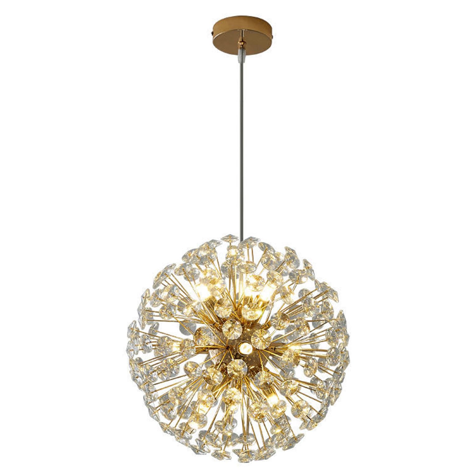 KXEcoLife Modern Crystal Chandeliers Firework, Light Fixture, Sputnik Chandelier Pendant Dandelion for Foyer Hallway Entryway Kitchen Bedroom,Ball D60cm