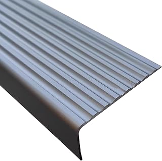 Treppenkantenprofil Alu, Kantenprofil Selbstklebend, Wasserfest und Rutschfest, Geeignet für Holz, Fliesen und Metallstufen(Gray,120x7x3cm/47x2.7x1.2in)