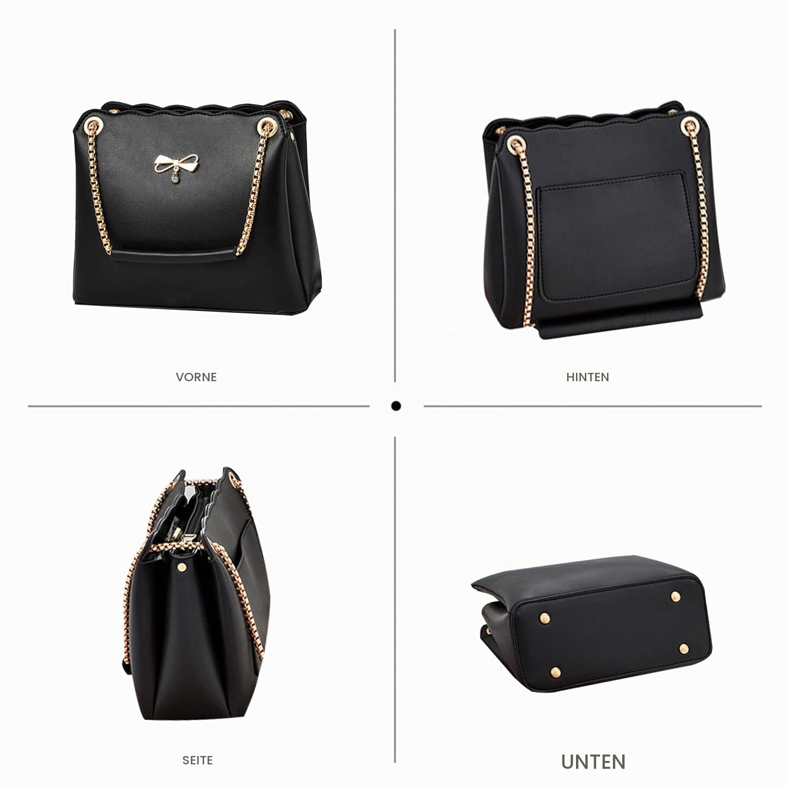 NICOLE & DORIS Tasche Frauen Klein Umhängetasche Damen Handtaschen Elegante Crossbody Bag Damen Handytasche PU Leder Schultertasche mit Kette