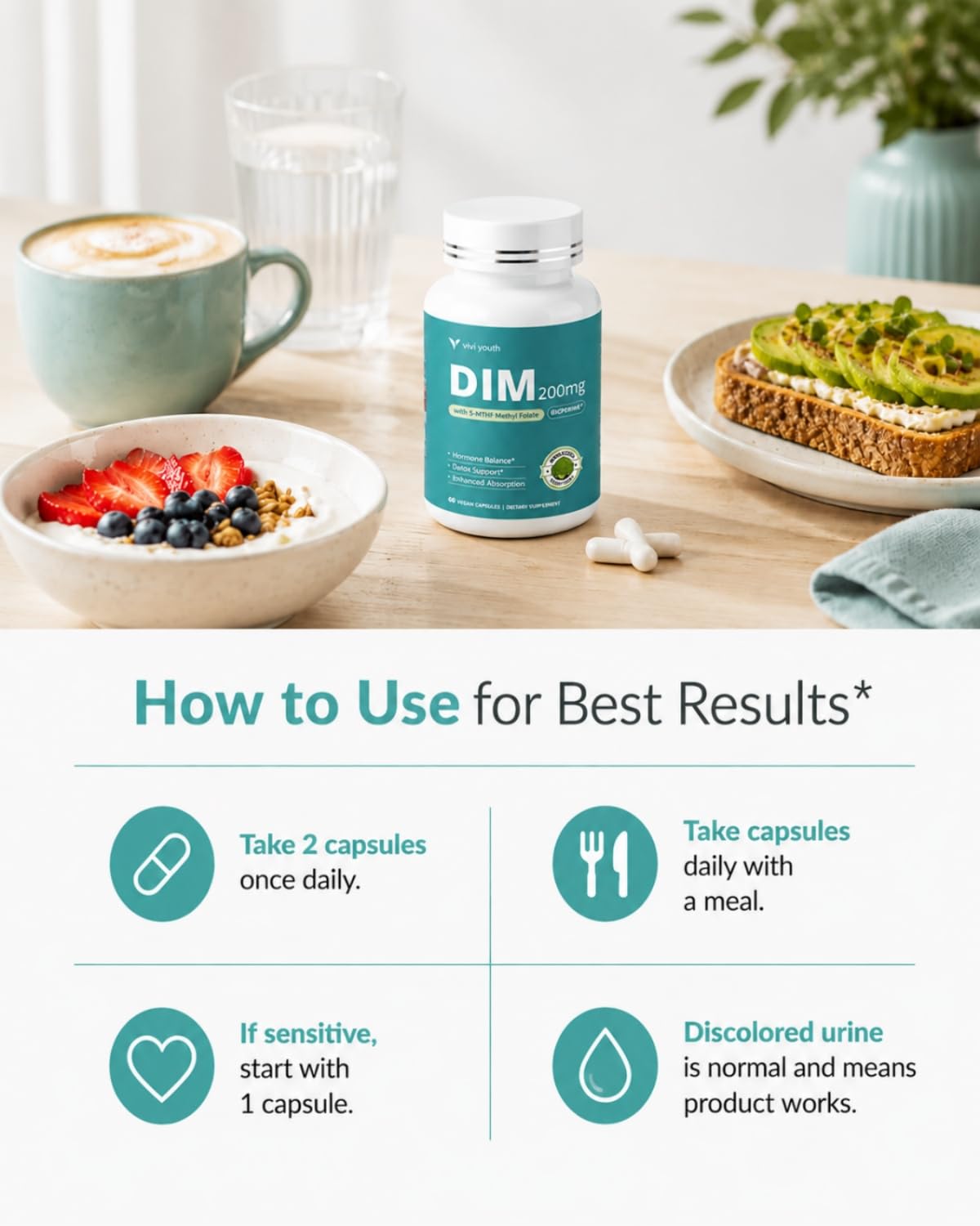 DIM Supplement 200 mg, 7-in-1 Complex with BioPerine®, Vegan 60 Capsules — Amazon image 7