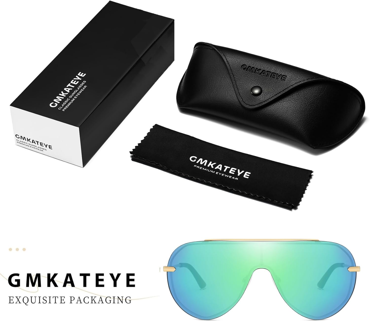 Oversized Y2k Shield Sungalsses for Women & Men, UV400 Protection Rimless Aviator Shades with Gift Box & Travel Case - Image 6