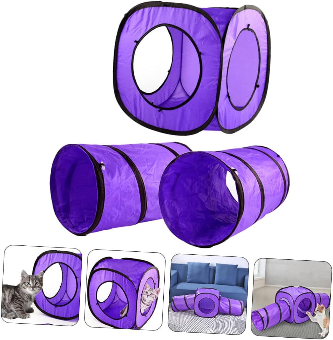 3pcs Cat Tunnel Toy Set Fun Way Tube Playground for Kittens Encourages Daily Exercise Reduces Destructive Behavior Engaging Hideaway for Playtime