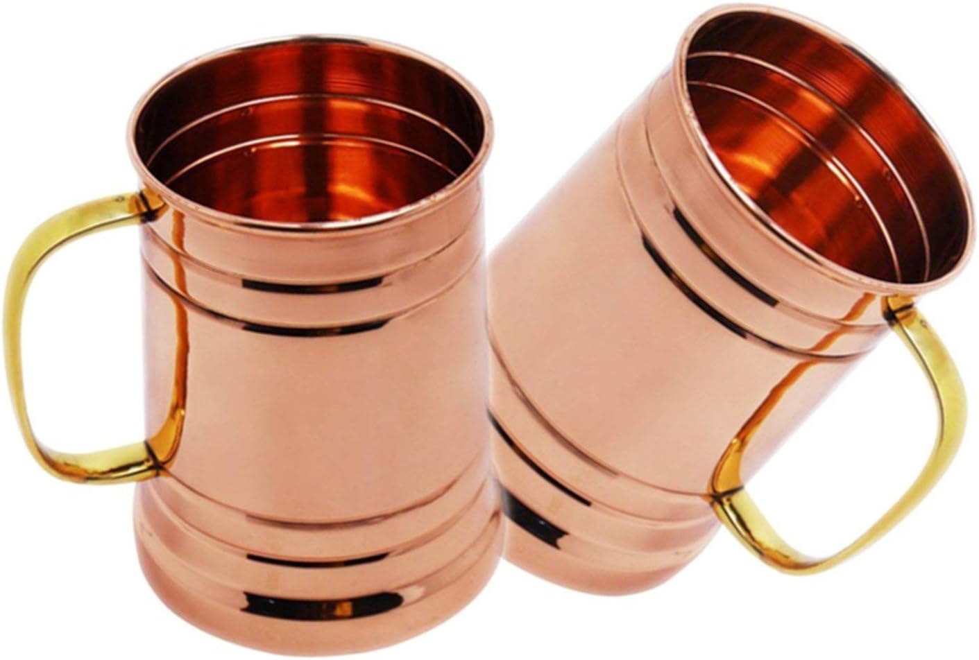 Tankard Large Moscow Mule Copper Mugs, 20 Oz - Handmade of 100% Pure Copper, Brass Handle set of 4