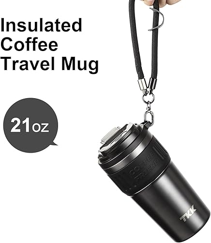 Miniatura 4 de TKK Termo de café aislado con revestimiento de cerámica, vaso de café helado de 21 onzas con tapa con pajilla, taza de viaje a prueba de fugas de