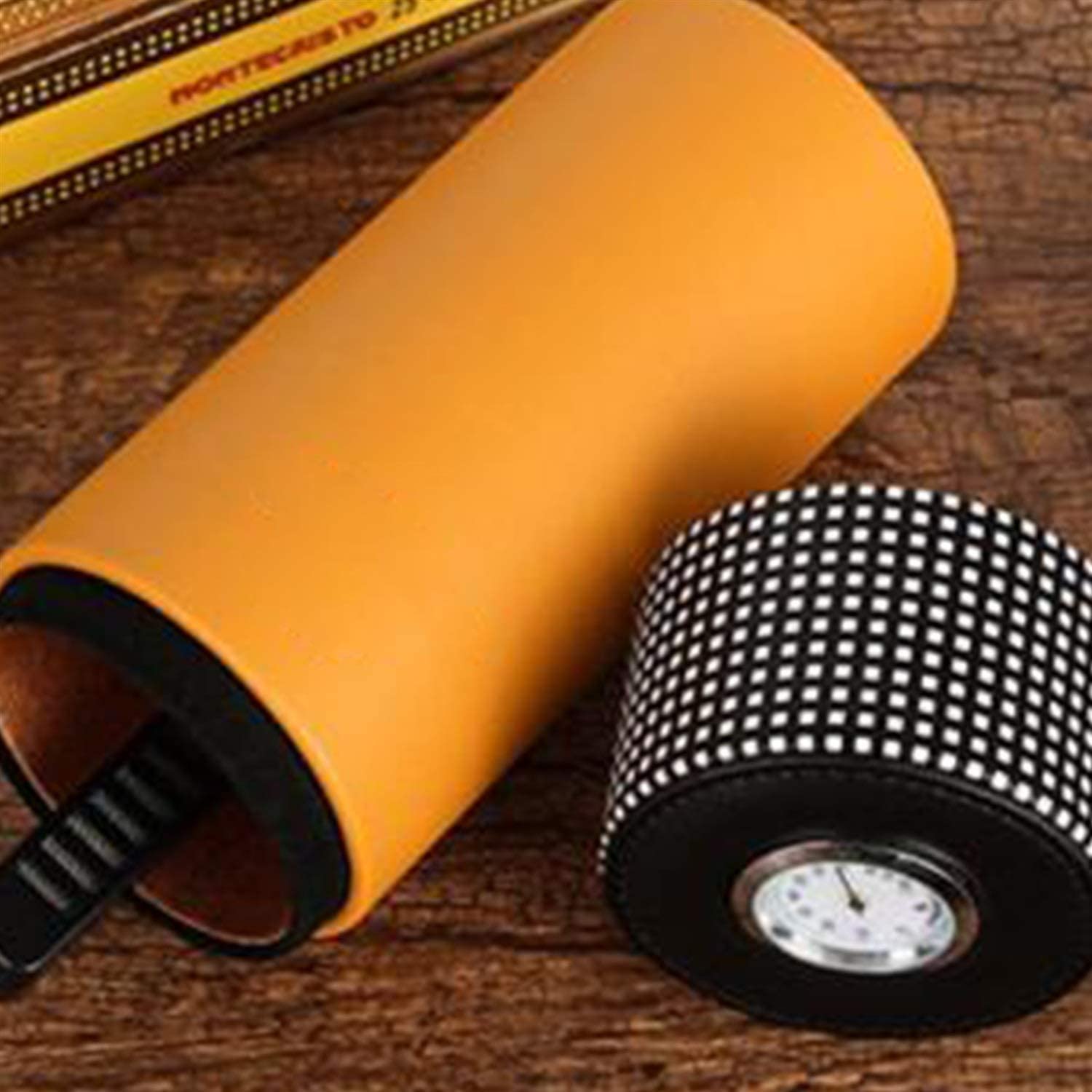 ZUMAHA Humidor Scatola Scatola per sigari in Pelle, Custodia da scrivania per 5 sigari, umidificatore per sigari con igrometro, Custodia per sigari freschi Personalizzato