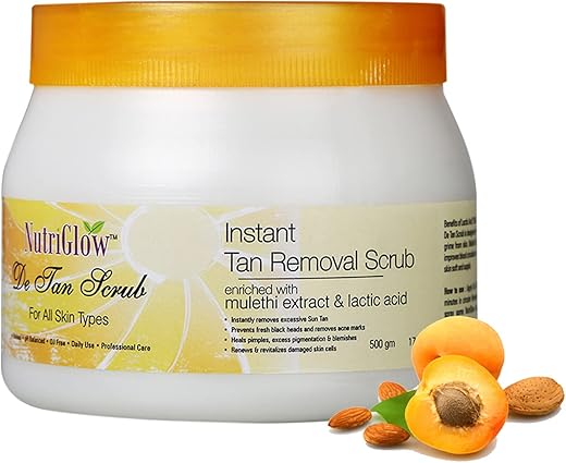 NutriGlow De Tan Scrub For Deep Exfoliation Tan Removal, Brightening Skin, Acne Prone, Blackheads, Pore Cleanser, Oily Skin, No Paraben &…