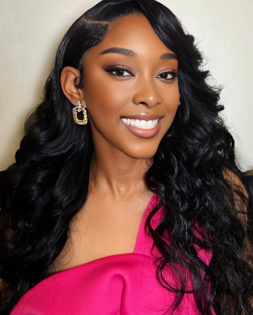 Loose Wave Human Hair Wig - 200% Density 13x4 HD Lace Front With Baby Hair, Natural Hairline for Women, 28 Inch Natural Black