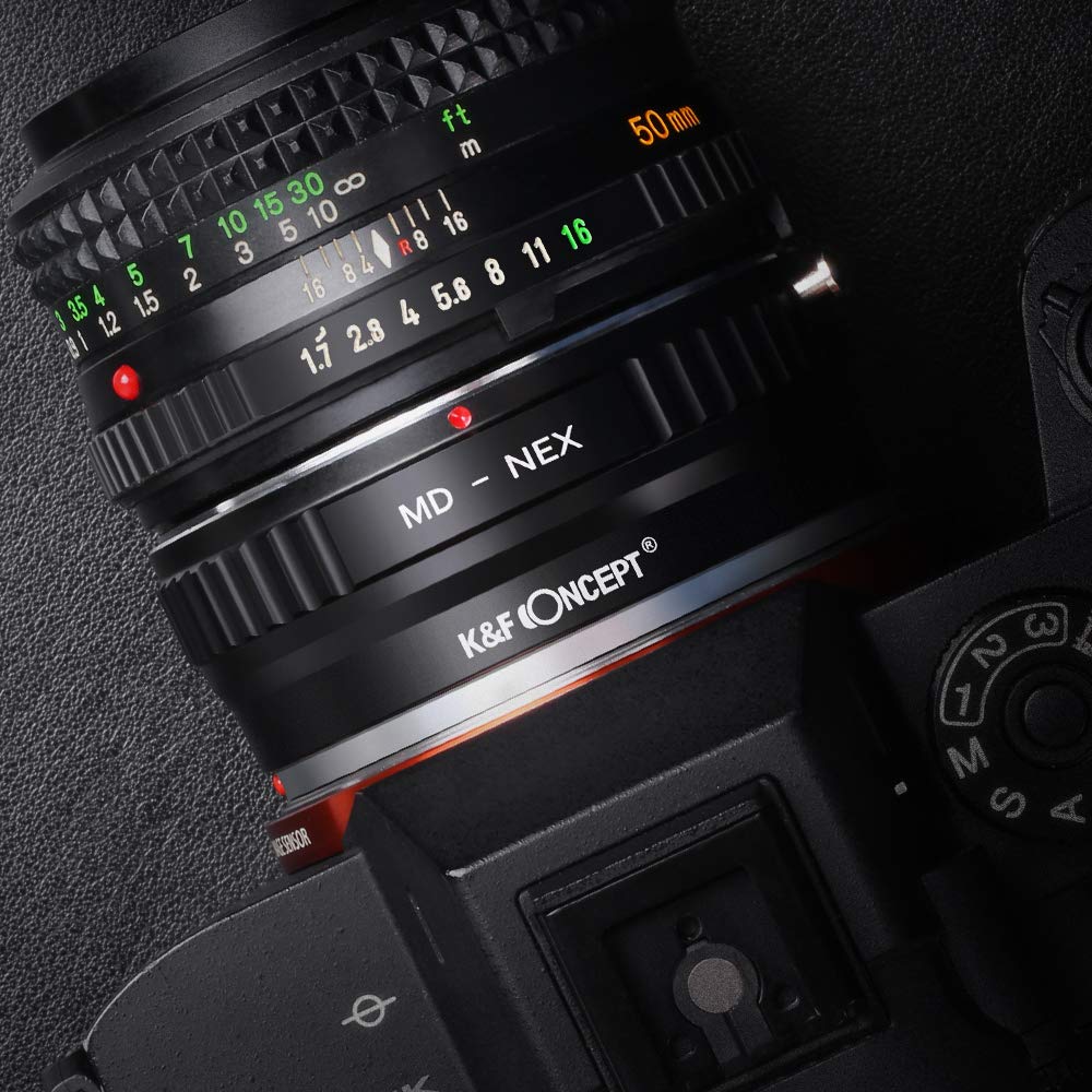 K&F CONCEPT Adaptateur Monture Bague d'adaptation en Métal pour Objectif compatibile Con compatibile Con MINOLTA MD MC vers Boîtier d'appareil Photo de Caméra compatibile Con Sony NEX (E-Mount)