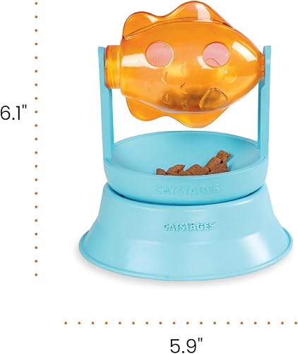 Miniatura 8 de Catstages 2-in-1 Spinning Fish Treat Dispenser Cat Toy, Interactive Puzzle Feeder & Cat Ball Track Add-On, Blue