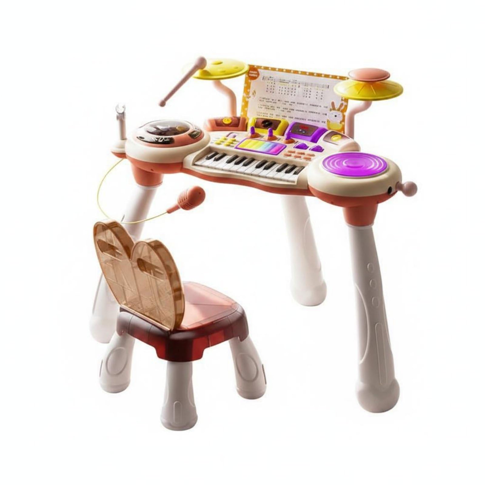 Teclado DJ Infantil Didáctico Piano de Juguete Multifunción Regalo Ideal Teclado Piano Infantil para , Rosa
