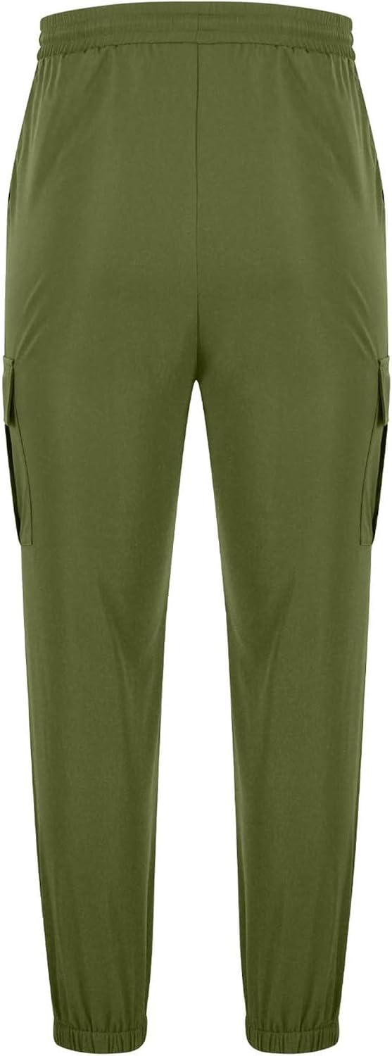 Men's Elastic Waist Drawstring Stylish Tapered Pants Casual Solid Cargo Athletic Trousers Comfort Work Outdoor Pants