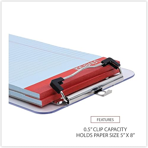 Miniatura 4 de Universal 40312 Portapapeles de plástico con clip de perfil bajo, capacidad de 1/2 pulgada, capacidad para 5 x 8, transparente