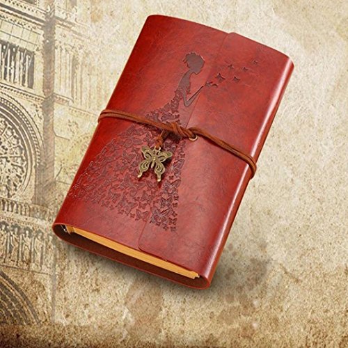 Weite 5 cores retrô Kraft tiras de papel longa saia borboleta menina capa caderno, diário portátil b