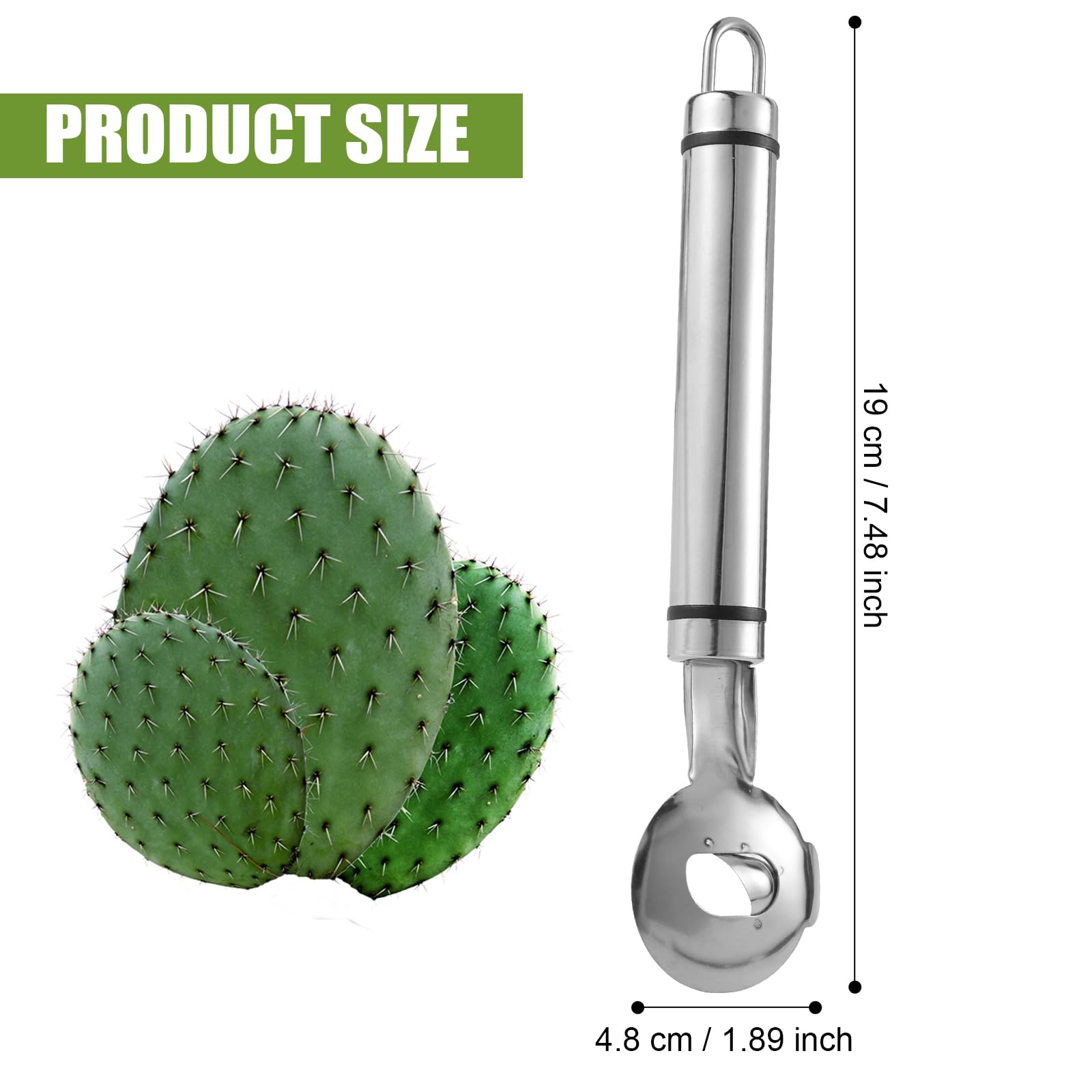 Cactus Peeler Tool, 7.48x1.89in Spoon Cactus Peeler Cactus Peeling Knife Sliced Noodle Cutting Knife with Hole with Long Handle for Kitchen Cooking Cactus Noodle
