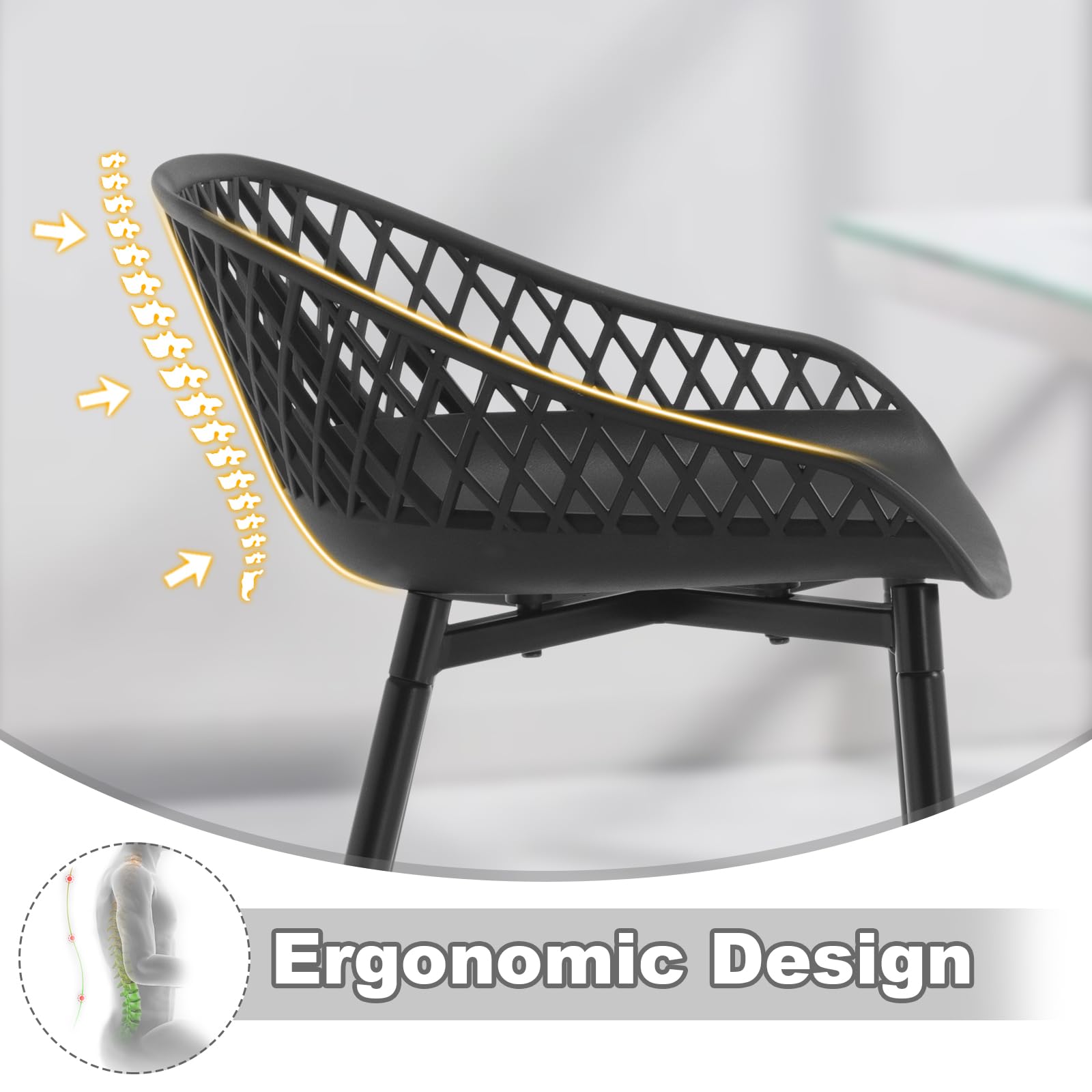WOLTU Taburetes de Bar 2X con Respaldo, Asiento de PP Duradero, Gris | para Barra Isla, Patas de Metal