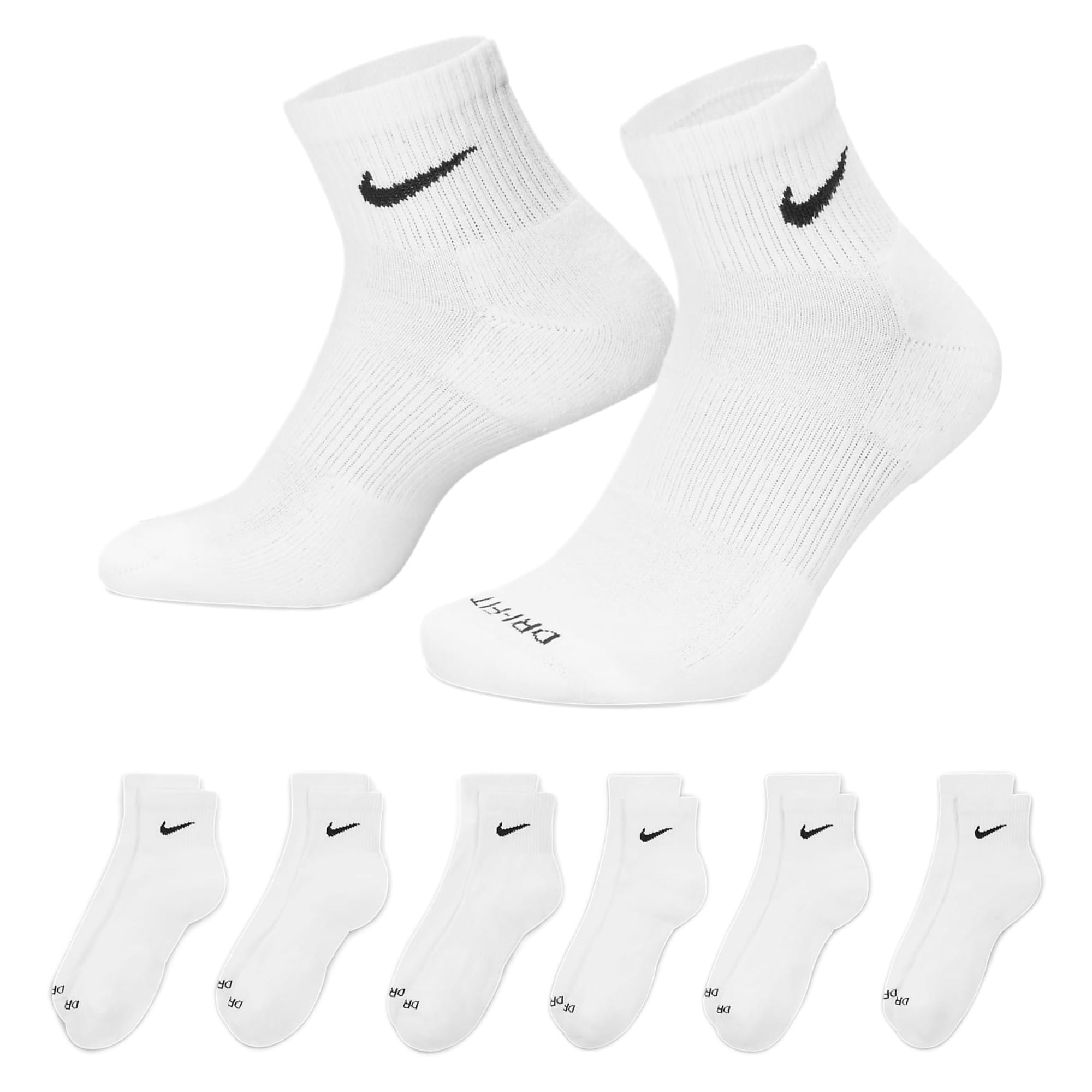 Nike Mens Everyday Cushion Ankle Socks 6-Pack Sx6899, White, Medium