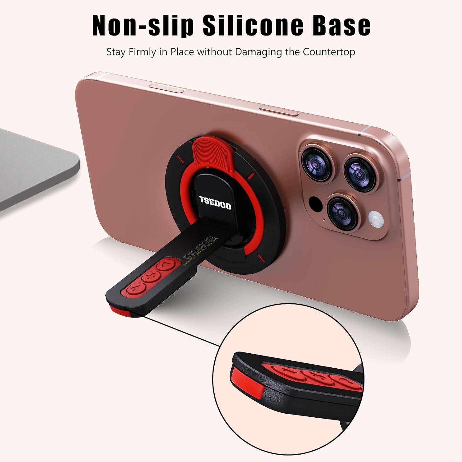 3-in-1 Magnetic Phone Grip Stand with 360° Roration Angle Adjustment, Silicone Finger Ring & Fidget Toy Design, Gym Dual-Sided Magnetic Phone Kickstand for All Phones - Image 4