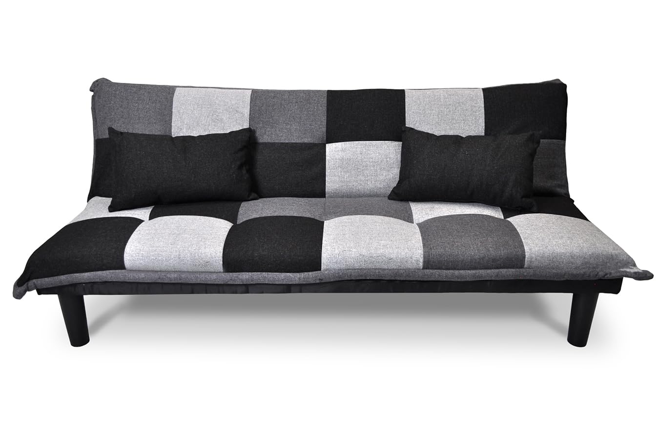 SAMIRA Divano letto clic clac in tessuto grigio scuro - nero - grigio chiaro - Divanetto mod. Russell