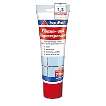 baufan Riparazione di piastrelle e fughe, bianco, 350 g, stucco impermeabile con aderenza ottimale, per cucina e bagno, indurisce senza crepe, malta per fughe