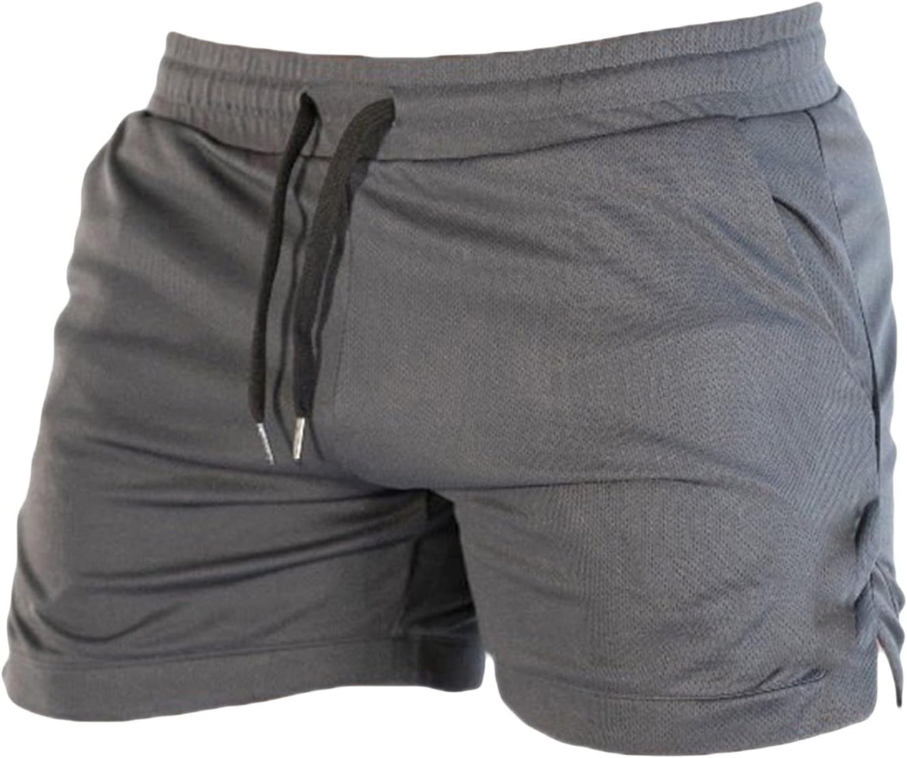 Men's Casual Bodybuilding Gym Shorts Workout Training Quick Dry Short Pants Lightweight Fitness Exercise Shorts (Grey,Large)