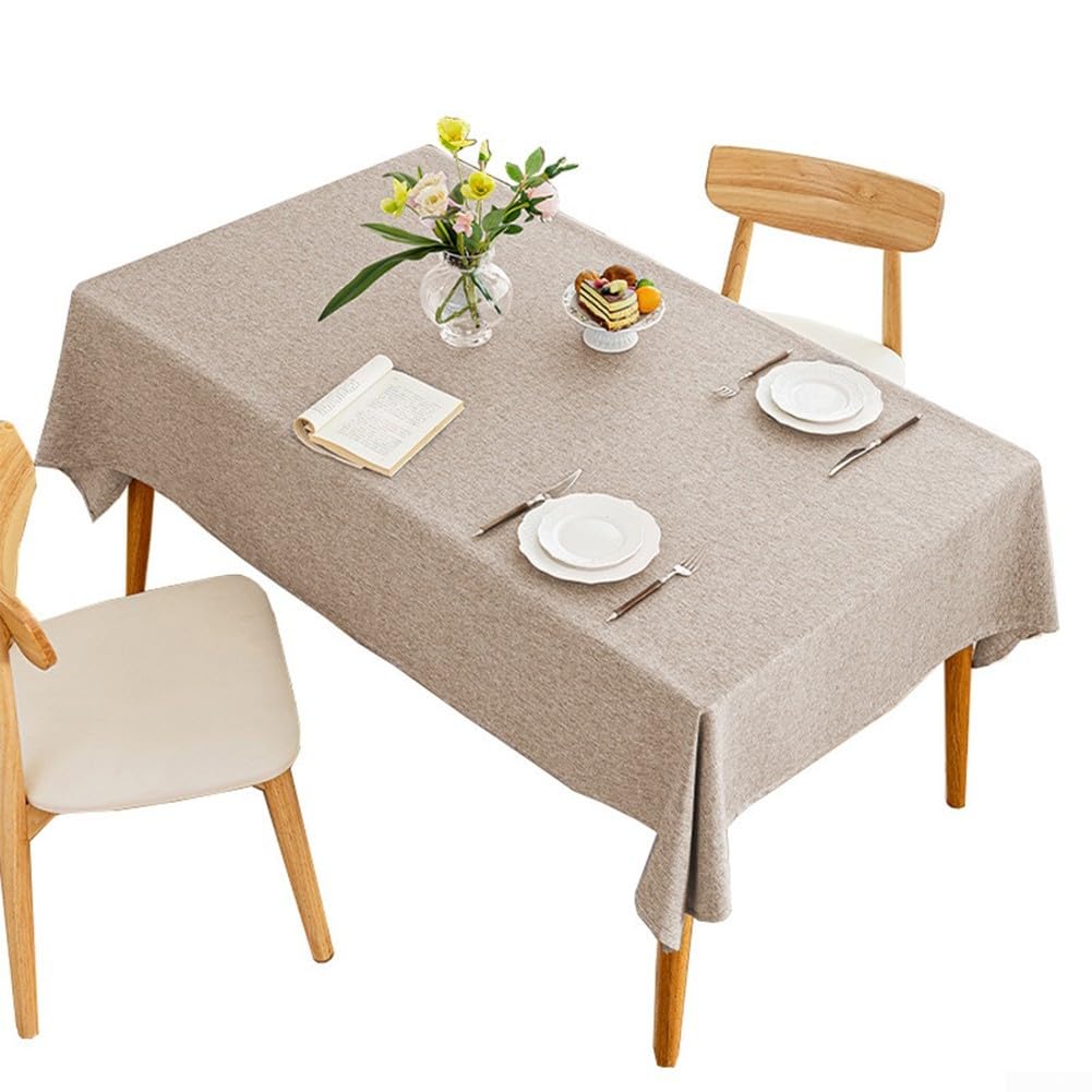 Nappe en coton et lin couleur unie kaki durable pour coin repas