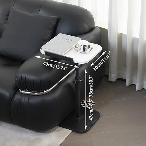 Miniatura 2 de Mesa auxiliar pequeña ajustable, altura ajustable, diseño de panel abatible y giro de 360, reposabrazos de sofá, mesa auxiliar en forma de C,